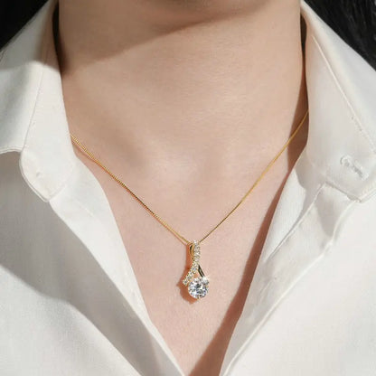 2025 Luxury 1CT 2CT 3CT Round Moissanite Infinity Pendant Necklace for Women Adjustable Chain S925 Silver Valentine's Gift