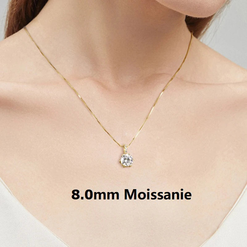 2024 New 925 Sterling Silver Moissanite Pendant Necklace 1CT 2CT D Color Lab Diamond Jewelry Women's Birthday Valentine Day Gift