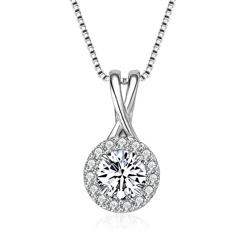 3CT 2CT 1CT D Moissanite Halo Pendant Necklace for Women 925 Silver Adjustable Chain Sparking Lab Diamond GRA Certified Jewelry