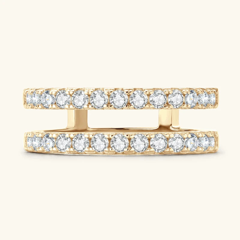 Luxury Full Moissanite Bands Double Row Wedding Rings Real 925 Sterling Silver Ring Enhancer For Women Jewelry Certificate
