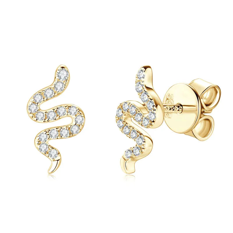 D Moissanite Stud Earrings for Women Men 925 Silver Trendy Personality Snake Earrings 2025 New Fine Jewelry GRA Certified