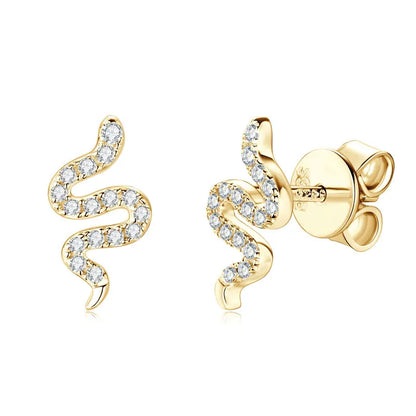 D Moissanite Stud Earrings for Women Men 925 Silver Trendy Personality Snake Earrings 2025 New Fine Jewelry GRA Certified