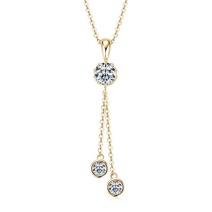 D1.60CT Moissanite Pendant Necklaces for Women Y Shape Tassel Necklace Original 925 Sterling Silver Chest Chain Jewelry