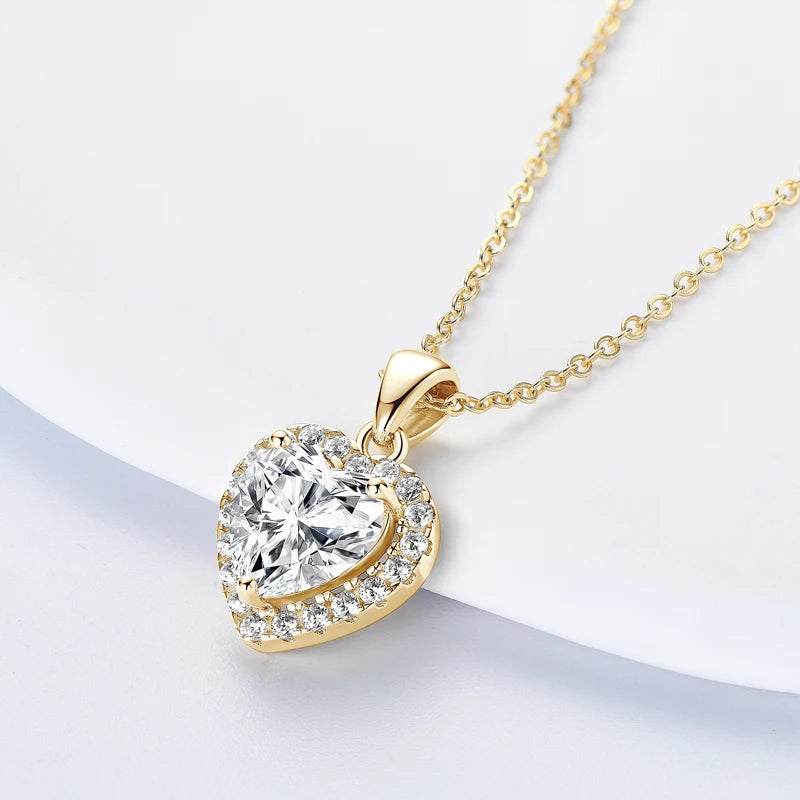 Real 2CT Heart Shape Moissanite Pendant Necklace 925 Silver for Women Jewelry GRA Certified Wedding Birthday Valentine Day Gift