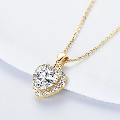 Real 2CT Heart Shape Moissanite Pendant Necklace 925 Silver for Women Jewelry GRA Certified Wedding Birthday Valentine Day Gift