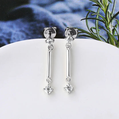 Long Dangle Earrings with Moissanite Drop Piercing Ear Studs Real D Color 925 Silver for Women Jewelry Certificate Gifts