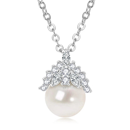 7-8mmFreshwater Pearl Crown Pendant Necklace s925 Silver Adjustable Chain Luxury Fine Jewelry for Women Gift 2025 Trendy