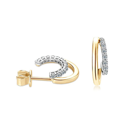 925 Sterling Silver Moissanite Earrings Stud for Women Double Open Hoop Ear Cuff 2024 Trend Jewelry with Certificate Gifts