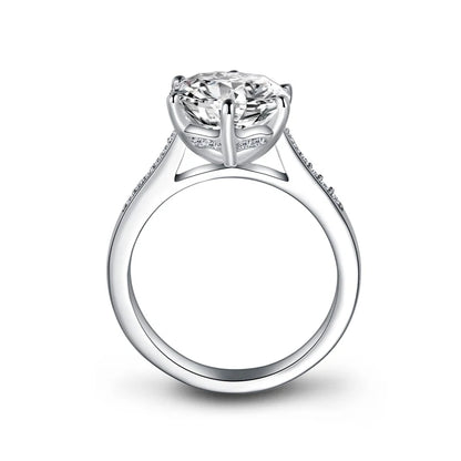 10mm(3.5ct)  Round Cut Sona Simulated Diamond Solitaire Ring for Women Genuine 925 Sterling Silver Engagement Jewelry Gift