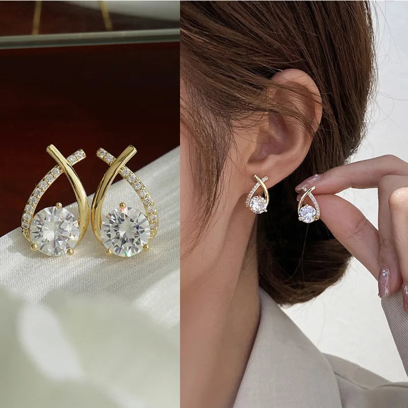 Mini Needles Stud Earrings 925 Sterling Silver for Women with D Color Moissanite Lovely Piercing Jewelry with Certificate