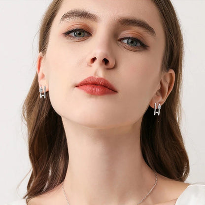 NEW 4mm Moissanite Piercing Stud Ear Cuffs 925 Sterling Silver Double Side Hoop Earrings for Women Illusion Jewelry Gifts