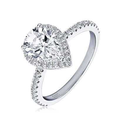 Original 925 Sterling Sliver Wedding Promise Ring 2.0 Carat Pear Cut Moissanite Ring Bands for Women Engagement Jewelry