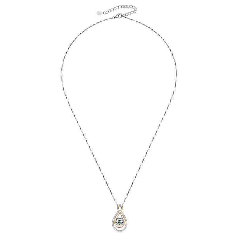 3CT 1CT 2CT D Moissanite Pendant Infinity Necklace S925 Silver Adjustable Chain for Women Gift Jewelry 6.5mm 8mm 9mm Lab Diamond
