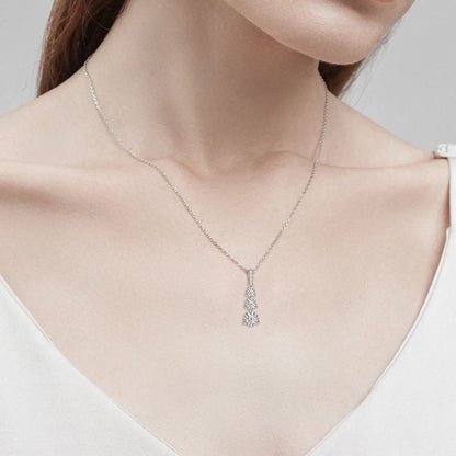 925 Silver D1.85CT Moissanite Necklace Certified Gradual Three Stone Pendant Collar Wedding Anniversary Jewelry Gift for Women