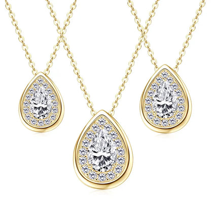 2025 2CT 1.5CT 1CT Pear Cut D Moissanite Waterdrop Pendant Necklace for Women 925 Silver Adjustable Chain GRA Certified Jewelry