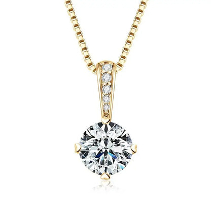 New Women's Necklace 2CT D Color Moissanite Drop Necklaces 1ct Certificate Real Silver 925 Jewelry Heart Shaped Claw Round