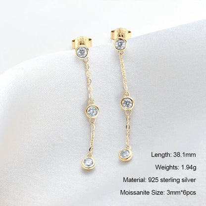 Long Tassel Star Moissanite Pendant Earrings for Women S925 Silver Chain Dangle Drop Earrings Studs GRA Certified Jewelry