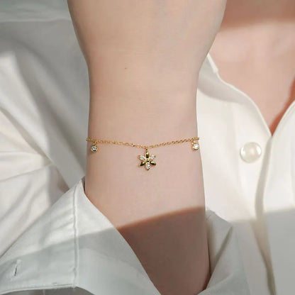 2024 Trendy Moissanite Flower Bracelet Real 925 Silver 18k Gold Plated Adjustable Chain Bracelet for Women Wedding Jewelry