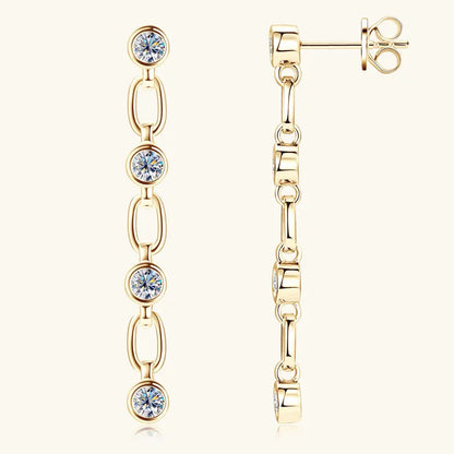 3mm D Color Moissanite Dangle Chain Earrings for Women 925 Silver Link Drop Stud Earrings Personalized Fine Jewelry Gifts