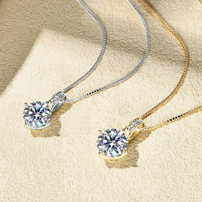 2025 Sparking 1ct 2ct 3ct D Moissanite Pendant Necklace for Women Adjustable 925 Silver Chain Fine Jewelry Valentine's Day Gift