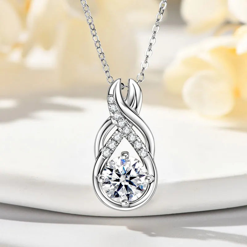 8mm 2.0CT Infinity Moissanite Pendant Necklace for Women Real 925 Silver Adjustable Chain GRA Certified Luxury Fine Jewelry Gift