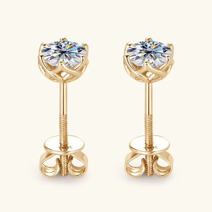 100% 10k Gold Stud Earrings 0.5ct 1.0ct Round Cut Moissanite Diamond Earrings for Men & Women Certified Real Yellow Gold Jewelry