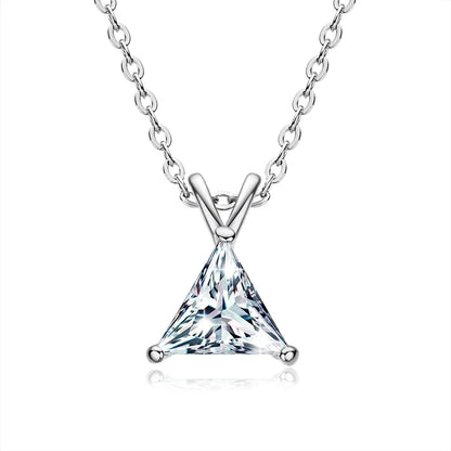 925 Silver Trillion Cut Sona Simulated Diamond Solitaire Pendant Necklace for Women Jewelry Gift Yellow/White Gold Plated