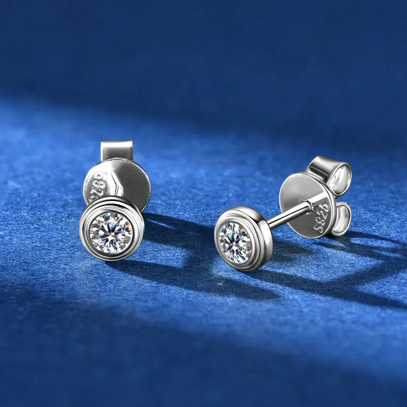 100% 925 Sterling Silver Gold Stud Earrings 6.5mm D Color Moissanite 4 Claw Earrings Classic Jewelry for Women Girl Gift
