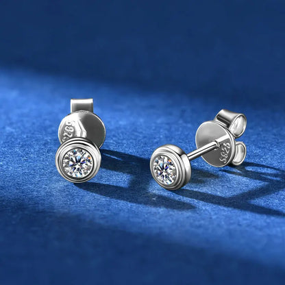 100% 925 Sterling Silver Gold Stud Earrings 6.5mm D Color Moissanite 4 Claw Earrings Classic Jewelry for Women Girl Gift