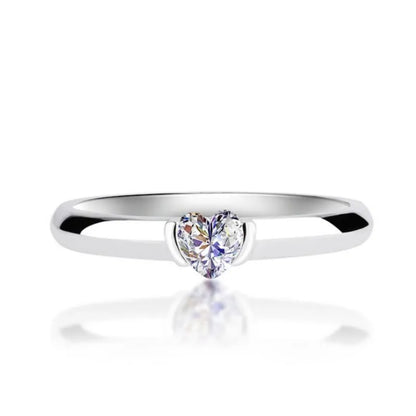 Rose Gold Color 0.5ct Heart Shaped Moissanite Solitaire Engagement Ring Silver 925 for Women Promise Wedding Bands Jewelry
