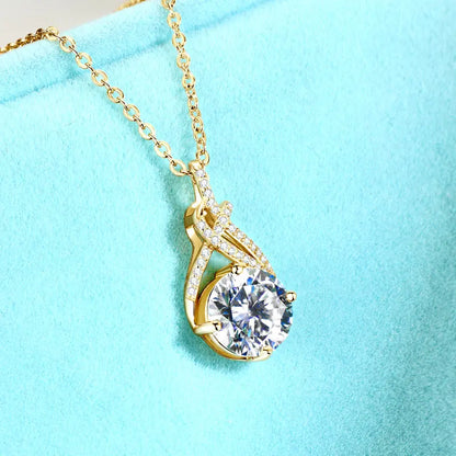 S925 Infinity Necklace 8mm 2.0CT Moissanite Pendant for Women Adjustable 925 Silver Chain GRA Certified Luxury Fine Jewelry Gift