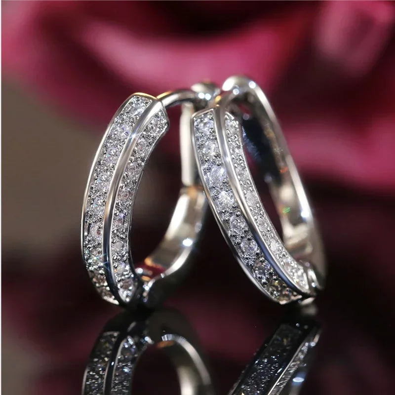 2025 0.86CTW. Pave Moissanite Hoop Huggie Earrings for Women 925 Silver Luxury Skeleton Design Earring Original Fine Jewelry GRA
