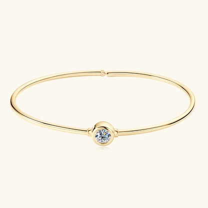 Simple Bangle 925 Silver 5mm 0.5ct D Color Bezel Moissanite Bangles 14K Gold Plated Hollow Tube Bracelet for Women Jewelry