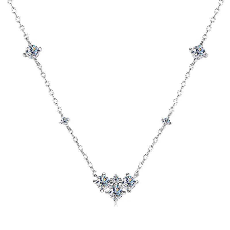 2025 New 4mm&2mm D Color Moissanite Pendant Necklace Plated 18K Gold 925 Silver Chain Jewelry GRA Certified for Women Girl Gifts