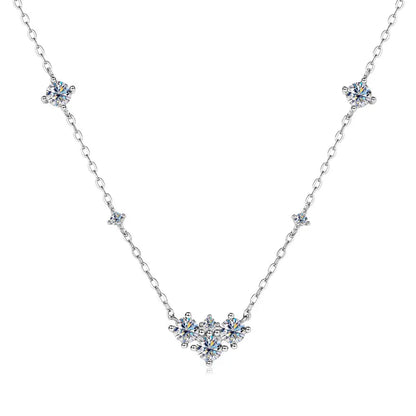 2025 New 4mm&2mm D Color Moissanite Pendant Necklace Plated 18K Gold 925 Silver Chain Jewelry GRA Certified for Women Girl Gifts