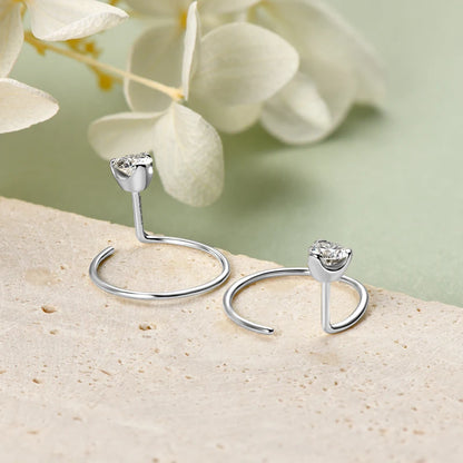 100% 925 Silver Circle Piercing Earrings for Women 4mm 0.3ct Moissanite Earring Studs Threader Wedding Party Jewelry 2024