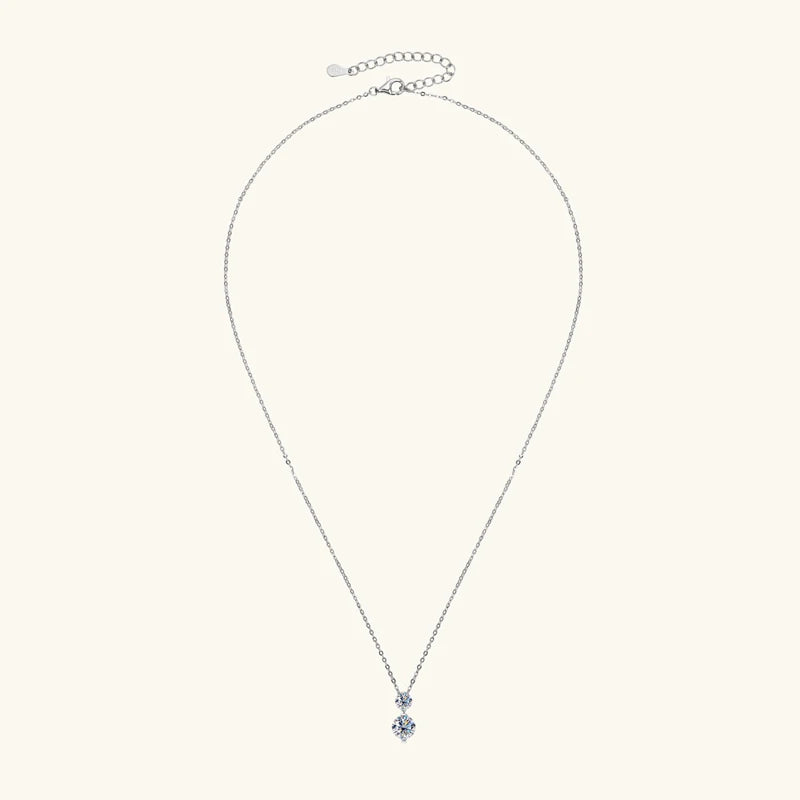 925 Silver Sparking 1.7cttw. Two-stone Moissanite Pendant Necklace for Women Choker 2024 Trend Neck Jewelry Valentine Gift