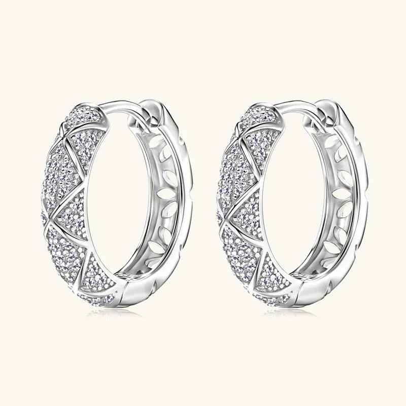 2025 New Pave D Moissanite Hoop Huggies Earrings 925 Silver for Women Trendy Fine Jewelry GRA Certified lab Diamond Gift