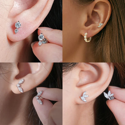 Cute Mini Moissanite Stud Earrings 100% Silver 925 Sterling Earrings Piercing Ear for Women Jewelry with GRA Certificate
