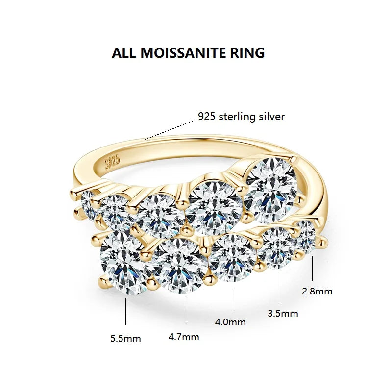 3.26cttw Moissanite Wedding Rings Woman Sparkling Diamond Band 10 Stone Engagement Ring 925 Silver Jewelry GRA Certificate