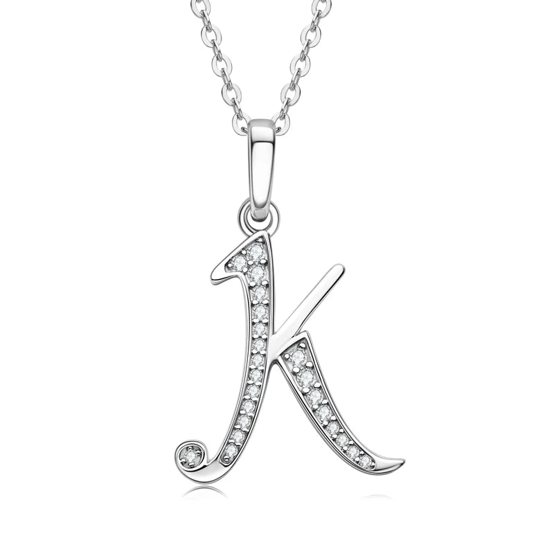 Name Necklace 26 Letter Initial Moissanite Pendant Real Silver 925 for Couples Women Men Valentine's Day Gift Fine Jewelry