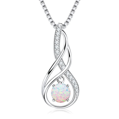 12 Birthstone Infinity Pendant Necklace for Women 925 Silver Colorful Gemstone 6.5mm Moissanite Zirconia Jewelry Birthday Gift
