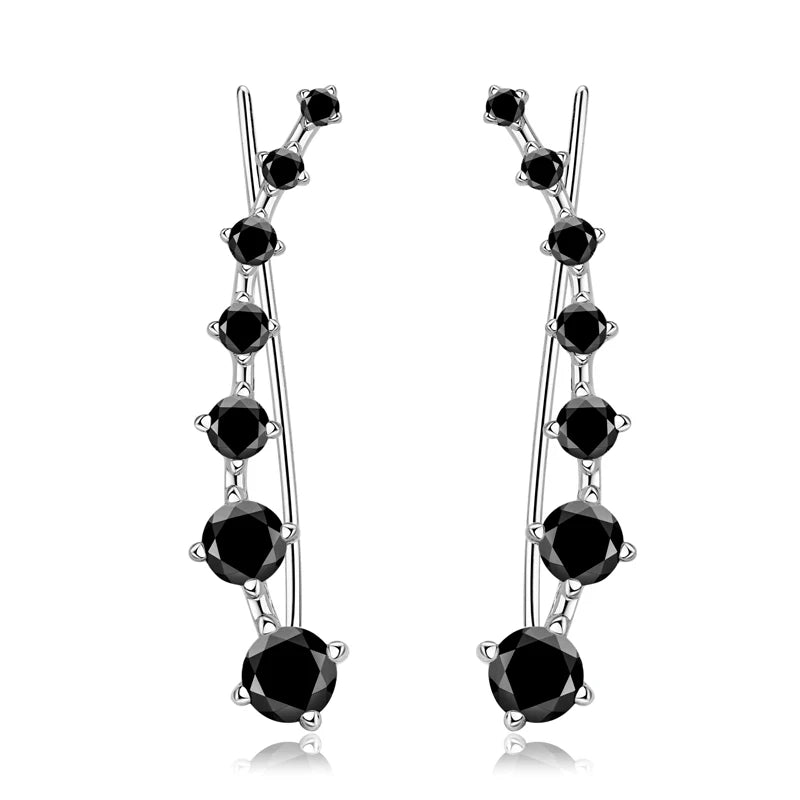 925 Silver Full Moissanite Earrings Climber 7 Star Crawler Stud Ear Cuff for Women Black White Moissanite Jewelry Gifts