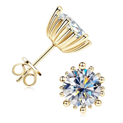 2025 Trendy Stud Earrings Moissanite 2ct 8mm 925 Silver Plated 18k Gold Hypoallergenic Earrings Valentine's Gift for Women