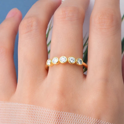 925 Sterling Silver 3mm D-E Moissanite Rings for Women Fashion Five Stones Ring Daily Wear Finger Band Fine Jewelry Gifts