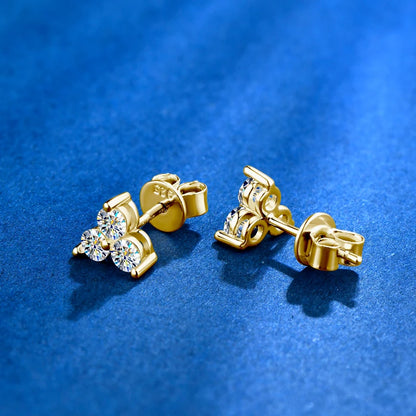 Mini Needles Stud Earrings 925 Sterling Silver for Women with D Color Moissanite Lovely Piercing Jewelry with Certificate