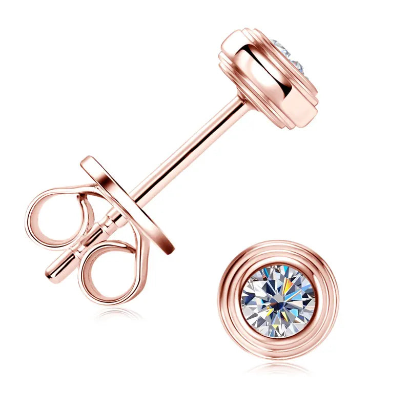 3mm D Color Bezel Moissanite Stud Earrings 925 Sterling Silver Earrings Mini Needle for Couple Women Men Valentine's Gift