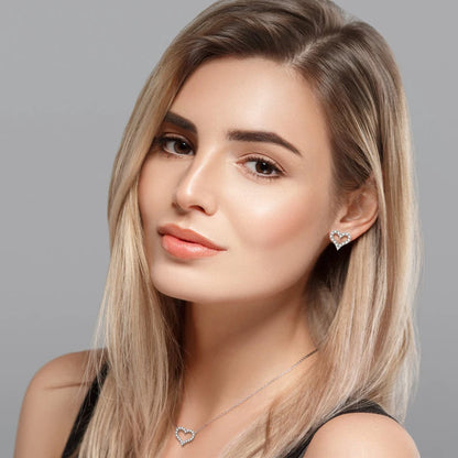 D Color Moissanite Love Heart Jewelry Sets for Women 925 Silver Stud Earrings Pendant Necklace 2 In 1 Set Anniversary Gift