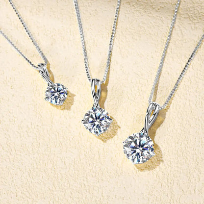 2025 Sparking 1ct 2ct 3ct D Moissanite Pendant Necklace for Women Adjustable 925 Silver Chain Fine Jewelry Valentine's Day Gift