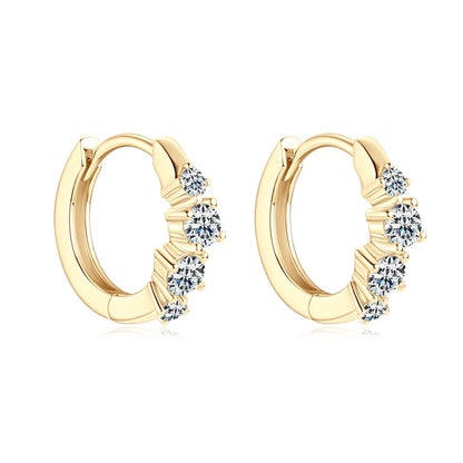 925 Sterling Silver 4 Stones Hoops Huggie Earrings Moissanite Irregular for Women GRA 3mm&2mm Round Cut Classic Jewelry